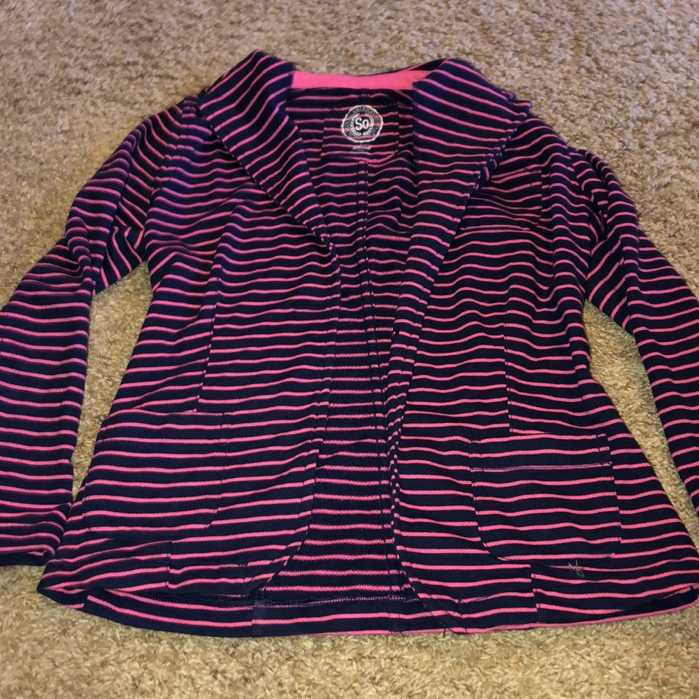 Striped cardigan.
